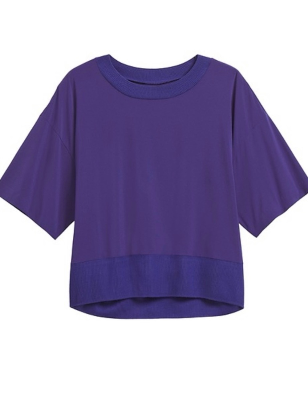 Athleta Zephyr Cropped Rib Trim Top
